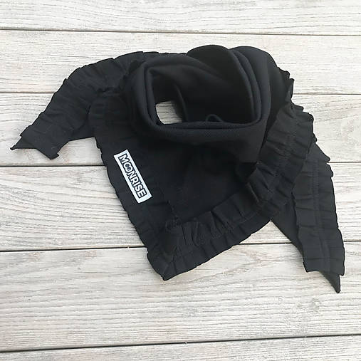 Detské doplnky - Rebrovaná organic šatka s volánikom - black - 15425889_