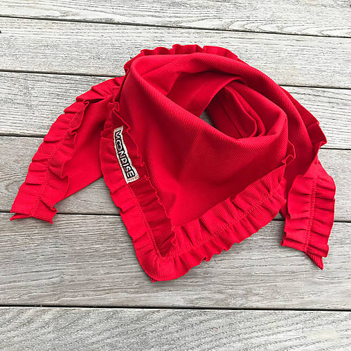 Detské doplnky - Rebrovaná organic šatka s volánikom - red - 15426498_