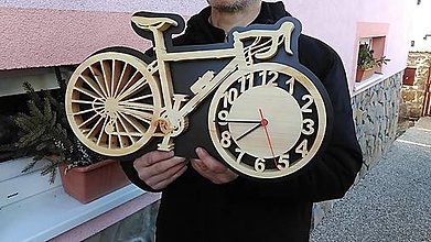 Hodiny - 50 cm drevené nástenné hodiny - bicykel - 15427885_
