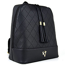 Batohy - Štýlový dámsky kožený ruksak z prírodnej kože v čiernej farbe - 15426392_