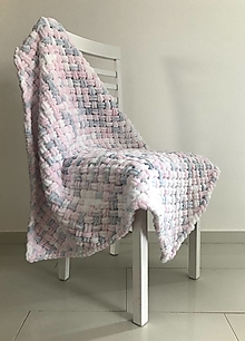 Detský textil - Puffy deka do kočíka 100x100cm ružovo-bielo-sivá - 15427139_