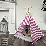 Pre zvieratá - TEEPEE stan - domček pre psa / mačku - pásikavý ružový - 15428005_