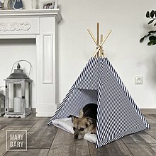 Pre zvieratá - TEEPEE stan - domček pre psa / mačku - pásikavý modrý - 15428027_