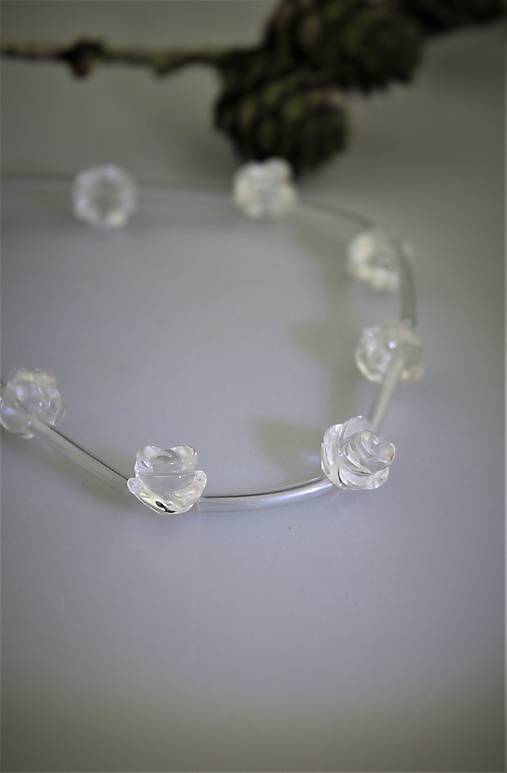 Minerály - krištál horský korálky - kvietky 10mm - 15430027_