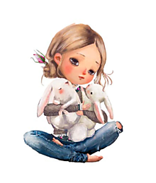 Galantéria - Nažehľovačka Dievča so zajačikmi (NZ334) - 15430065_