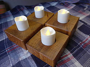 Svietidlá a sviečky - Dubové svietniky - sada 4 ks - 15430813_