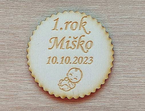 1. rok narodeninová magnetka kruh vrúbkovaný 55x3mm