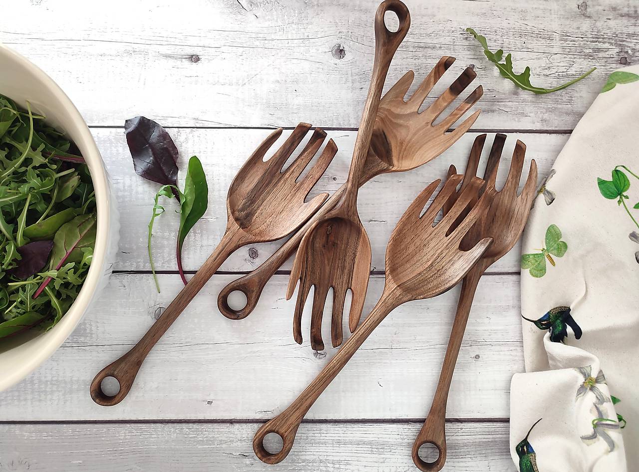 Drevená šalátová súprava RUKY