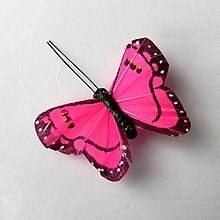 Polotovary - Motýlik cyklámenový 7,5cmx5,5cm - štipec - 15431902_
