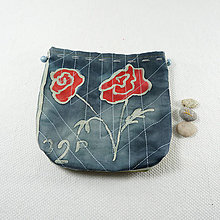 Úžitkový textil - Hodvábne vrecko - vosková batika- rastliny (vzor 4 - ruže / okolítkaté) - 15436906_