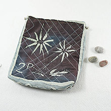 Úžitkový textil - Hodvábne vrecko - vosková batika- rastliny (vzor 7 - margaréty / echinacea) - 15436915_