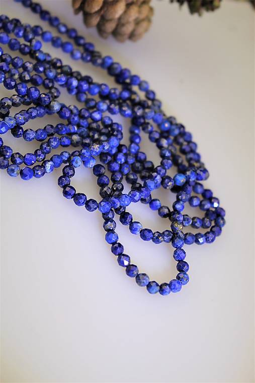 Minerály - lapis lazuli 3mm -brúsené korálky, celá šnúra - 15435096_