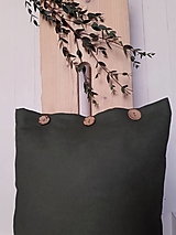 Úžitkový textil - Ľanový vankúš - tmavo zelená - 15434610_