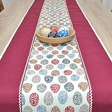 Úžitkový textil - MARKUS bordo - ornamenty v tvare vajíčok - bavlnený behúň - 15434131_