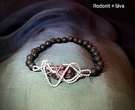 Náramky - aktívny náramok s rodonitom a lávou - 15434124_