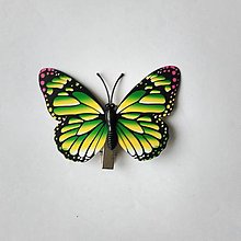 Polotovary - Motýlik žlto-zelený - štipec/7cmx5cm/ - 15433913_