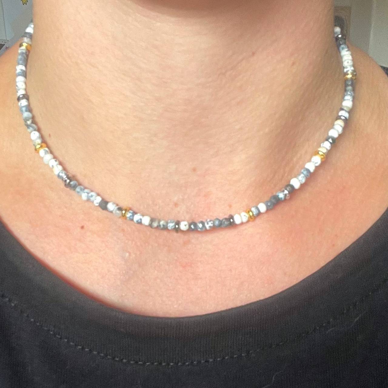 Luxury Dendritic Opal Steel Choker Necklace / Bracelet / Náhrdelník alebo dvojitý náramok dendritický opál