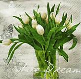 Papier - S1375 - Servítky - kytica, tulipán, jar, motýľ, vintage - 15437776_