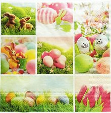 Papier - S974 - Servítky - Veľká noc, kraslice, vajíčka, zajac, jar, spring - 15437622_