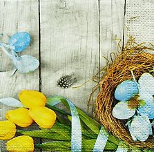 Papier - S976 - Servítky - Veľká noc, vajcia, kraslice, tulipán, pierko, drevo - 15437649_