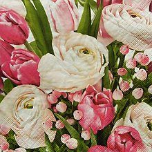 Papier - S1377 - Servítky - ruže, tulipány, kvety, ružičky, kytica - 15437778_