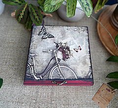 Úložné priestory & Organizácia - Vintage šperkovnica s bicyklom - 15439839_