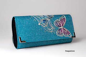 Peňaženky - Motýl na tyrkysu - 15437228_