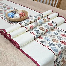Úžitkový textil - MARKUS smotanový - ornamenty v tvare vajíčok - bavlnený behúň - 15437171_