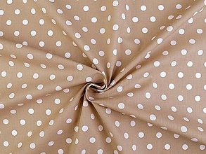 Textil - Bavlnená látka bodky (10cm) - béžová - 15438535_