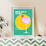 Obrazy - Pink Gin & Tonic retro minimalistický farebný print (plagát) - 15439065_