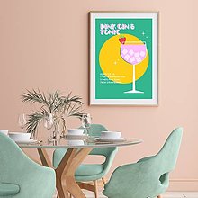 Obrazy - Pink Gin & Tonic retro minimalistický farebný print (plagát) (Pink Gin & Tonic Soft A4 Vytlačené) - 15439089_