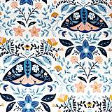 Textil - nočné motýle, extra kvalitný 100 % bavlnený satén, šírka 160 cm - 15441474_