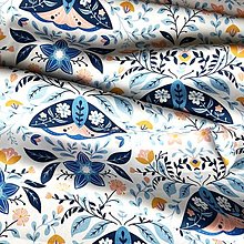 Textil - nočné motýle, extra kvalitný 100 % bavlnený satén, šírka 160 cm - 15441476_
