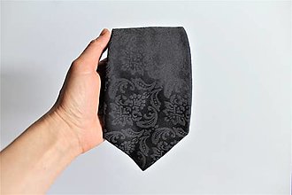 Pánske doplnky - Pánska kravata vzorovaná antracitová - 15442402_