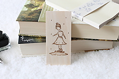 Papiernictvo - MINI drevená záložka do knihy "Medzi kvapkami" - 15442834_