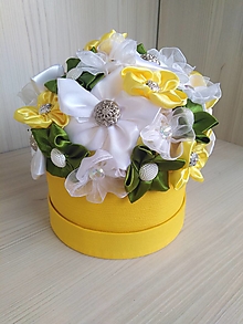 Dekorácie - Kvetinový box saténový (Žltá) - 15440920_