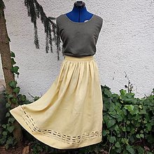 Sukne - Ľanová sukňa s mriežkovanou aplikáciou vzorok -50%  24.50€ (rôzne farby) - 15443188_