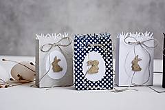 Dekorácie - Mini papierová taštička pre kúpačov - zajačiky (Modrá) - 15445121_