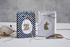 Dekorácie - Mini papierová taštička pre kúpačov - zajačiky (Modrá) - 15445124_