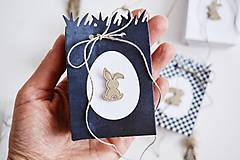 Dekorácie - Mini papierová taštička pre kúpačov - zajačiky (Modrá) - 15445139_