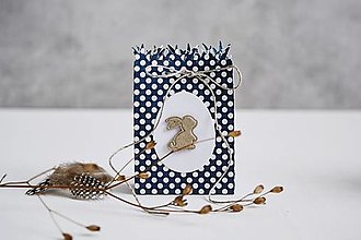 Dekorácie - Mini papierová taštička pre kúpačov - zajačiky (Modrá s bodkami) - 15445138_