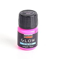 Farby-laky - Akrylová farba, 30 ml, svieti v tme (ružová) - 15444724_