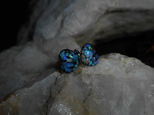 Náušnice - little opals hearts-opál-striebro - 15447331_