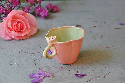 šálka, hrnček kvet SA2 s ružou, ružovo zelená