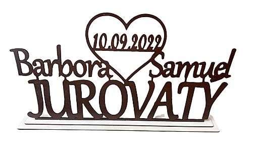 Dekorácie - Svadobný stojan s menami (hnedý) 7 - 15445348_