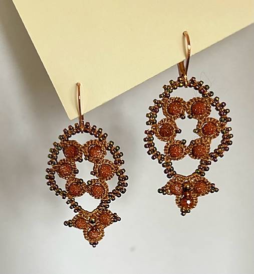 Náušnice - NÁUŠNICE - ZLATÝ AVANTURÍN - 15448344_