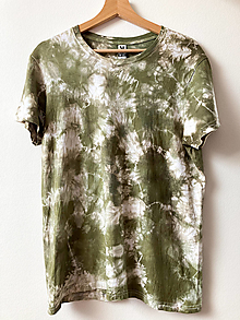 Topy, tričká, tielka - Batikované tričko - olivové - 15449237_