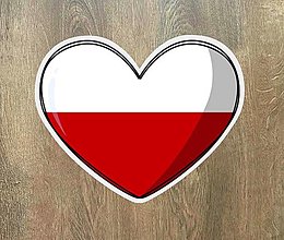 Papiernictvo - Samolepka - srdce Polsko / samolepka na auto - 15449587_