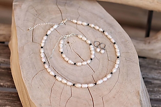 Sady šperkov - 3-dielna súprava šperkov - perly a spinel - 15450903_
