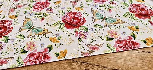 Textil - Bavlna režná- cena za 10 centimetrov (Kvety) - 15454667_